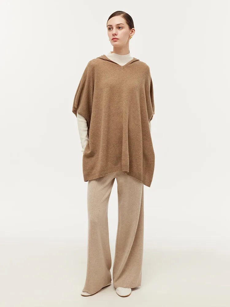 100% Cashmere Hooded Poncho Sweater