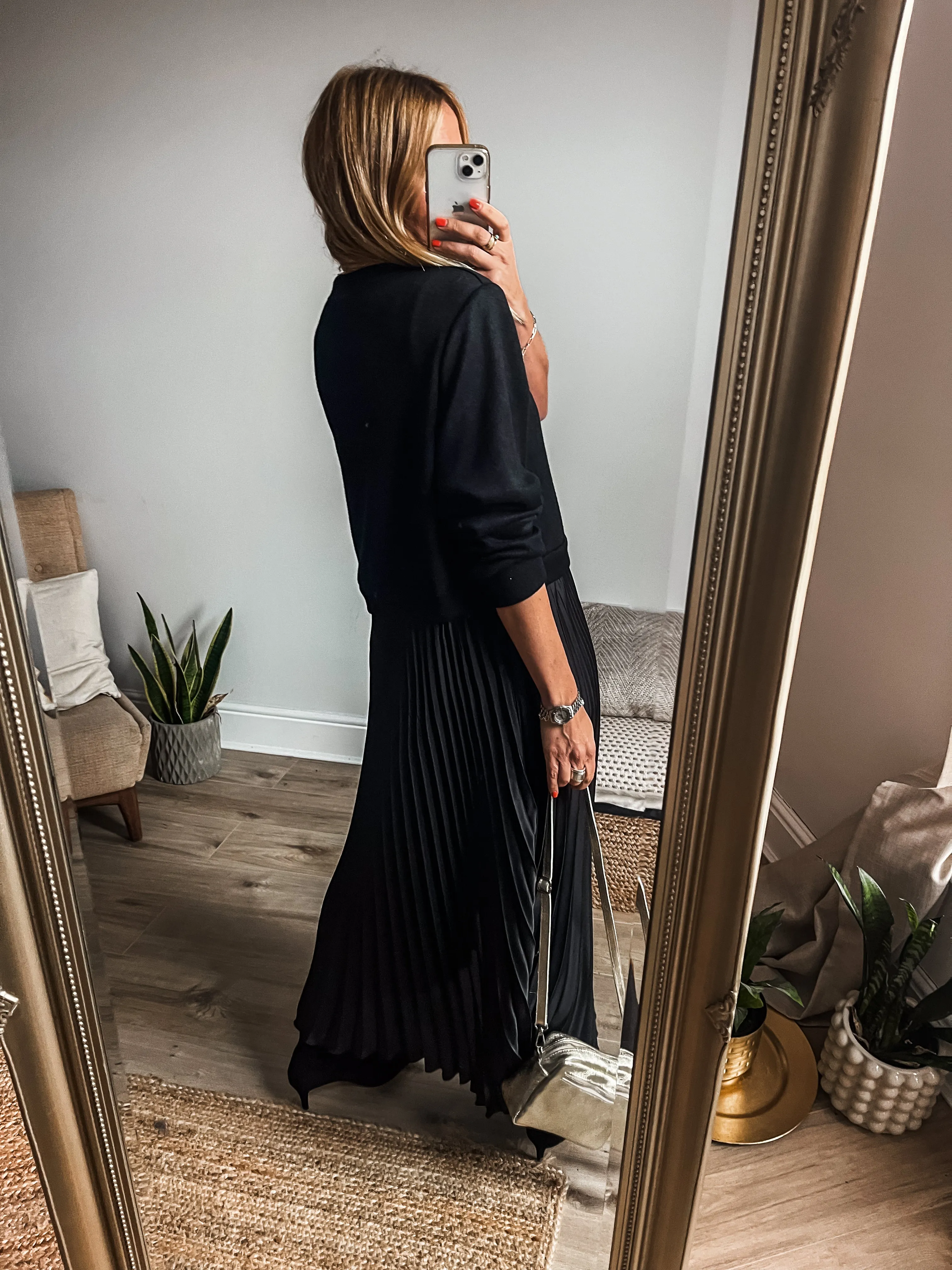 2-in-1 Jumper Pleated Midi Dress