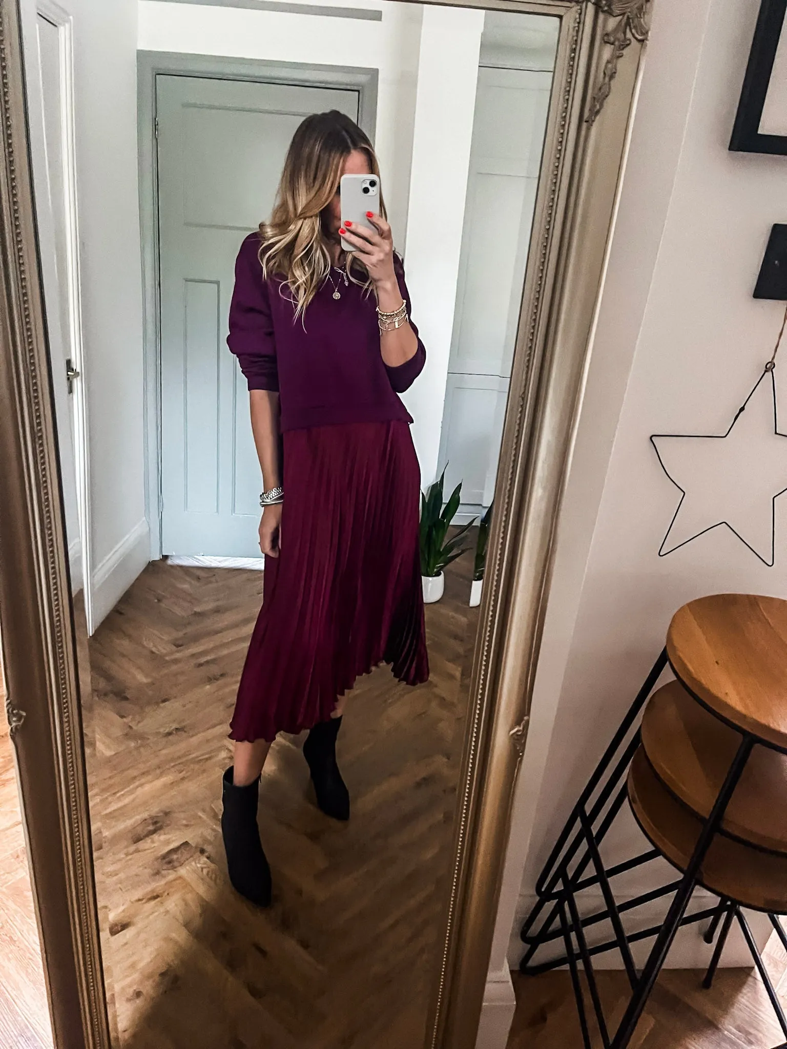 2-in-1 Jumper Pleated Midi Dress