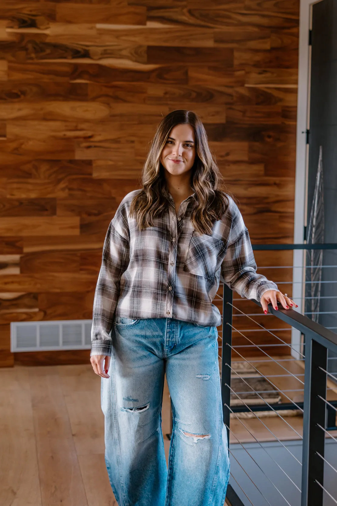 Alessia Oversized Flannel | Charcoal