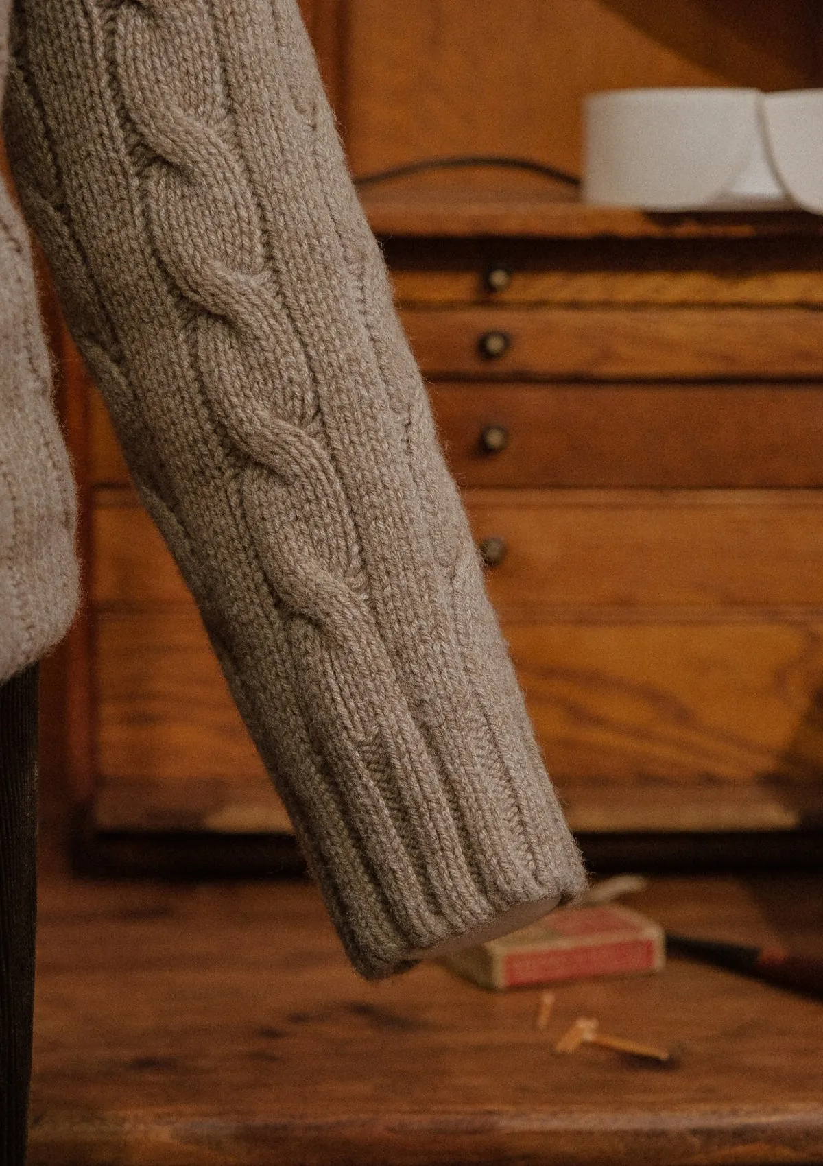 Anderson Cable Knit Super-soft Lambswool Sweater - Biscuit