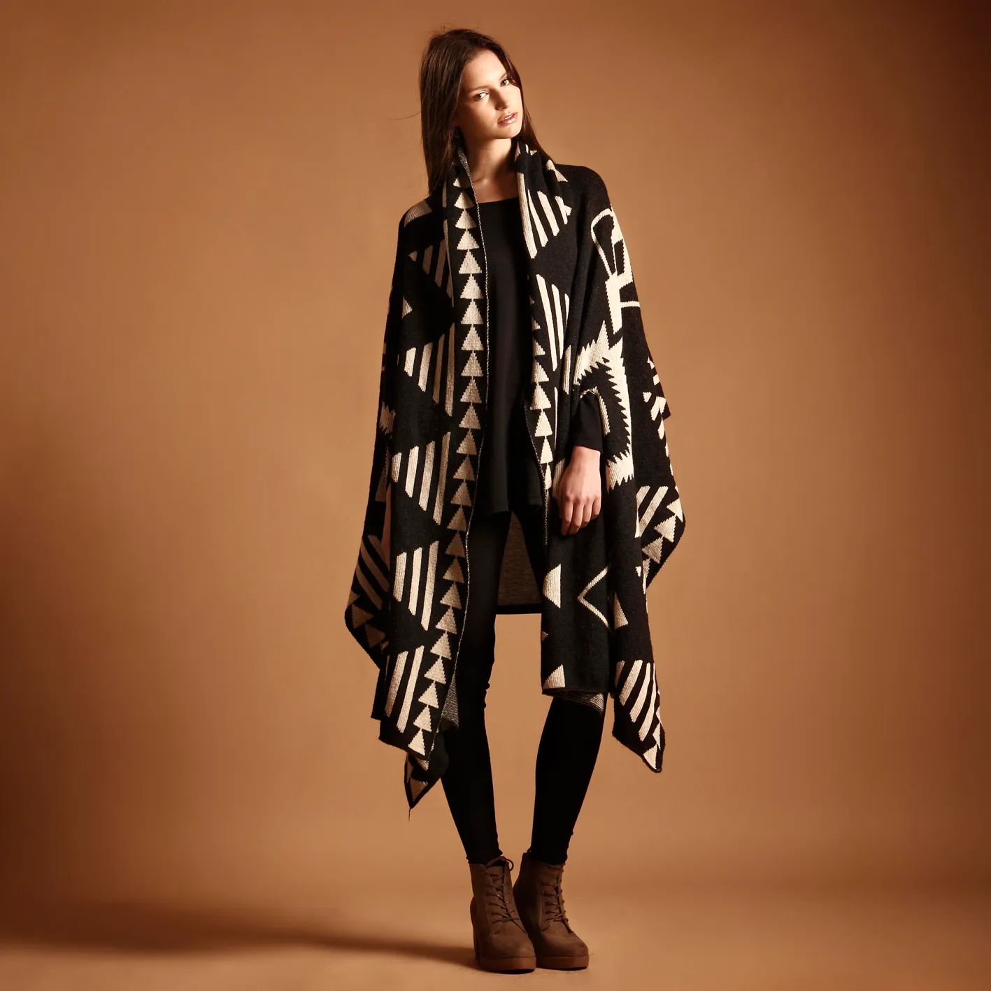 Aztec-print poncho