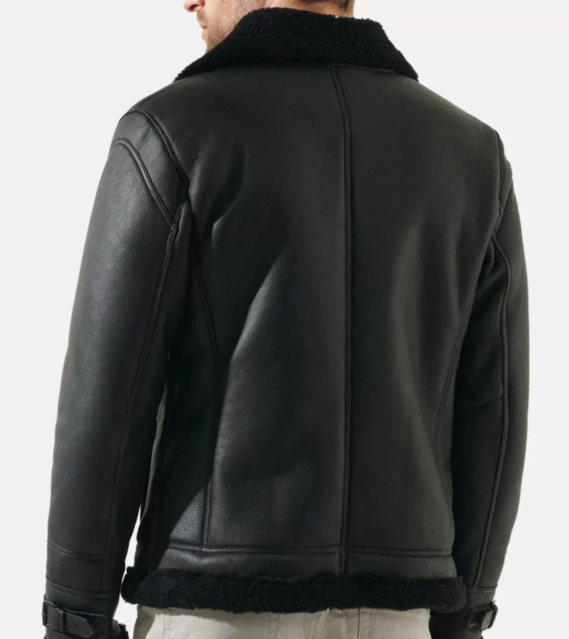 B3 Aviator Black Men's Shearling Leather Jacket