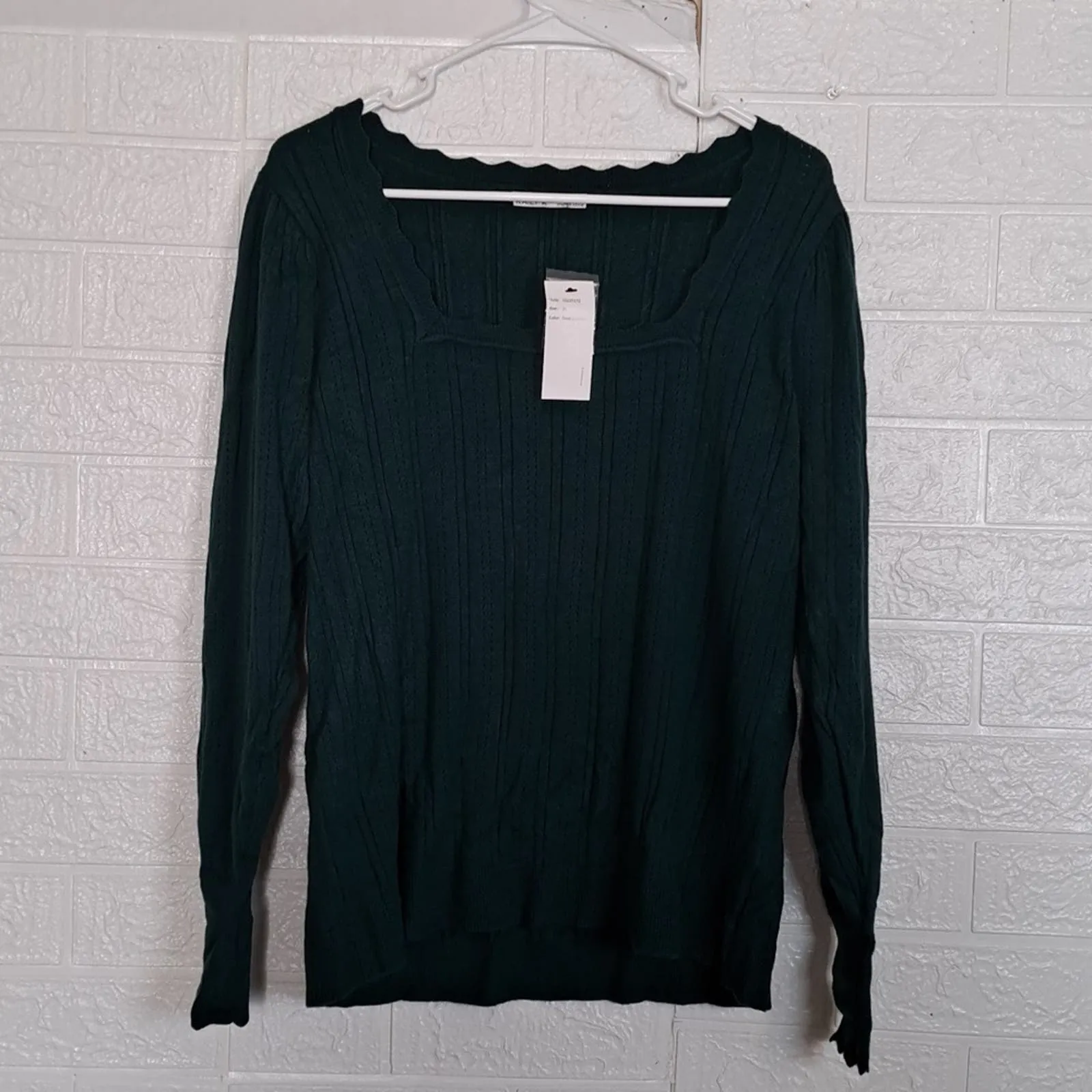 BELLDINI Women's Kaily K. Square Neck Sweater Deep Emerald XL