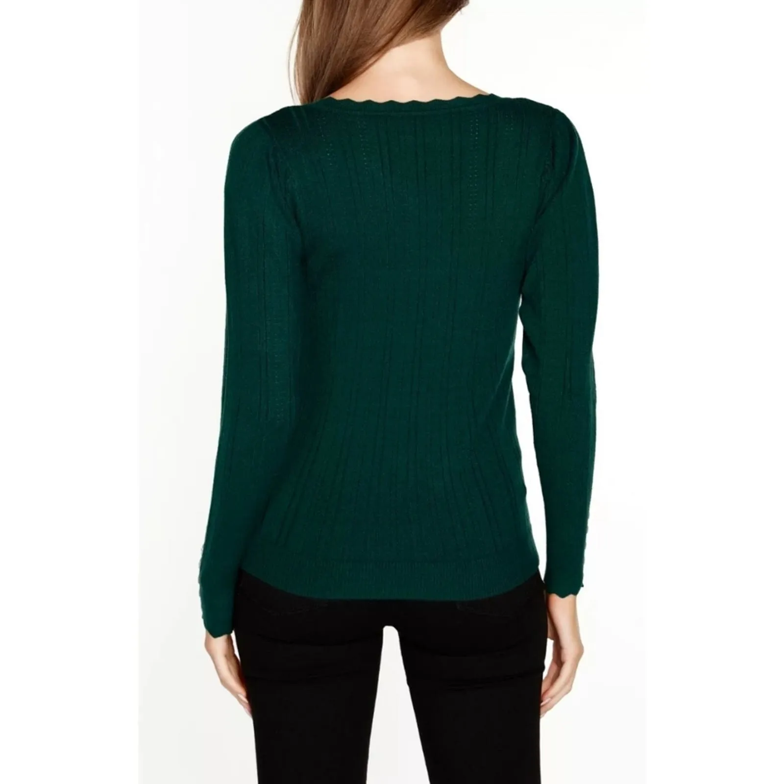 BELLDINI Women's Kaily K. Square Neck Sweater Deep Emerald XL