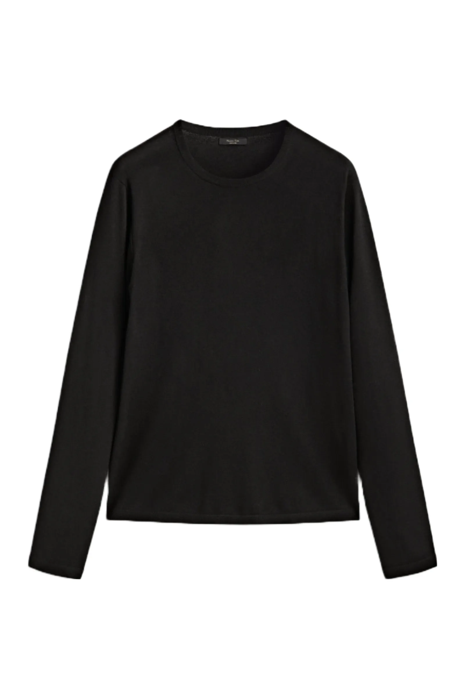 Black Crew Neck Wool Blend Sweater