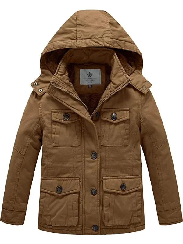 Boy's & Girl's Winter Warm Sherpa Lined Parka Coat