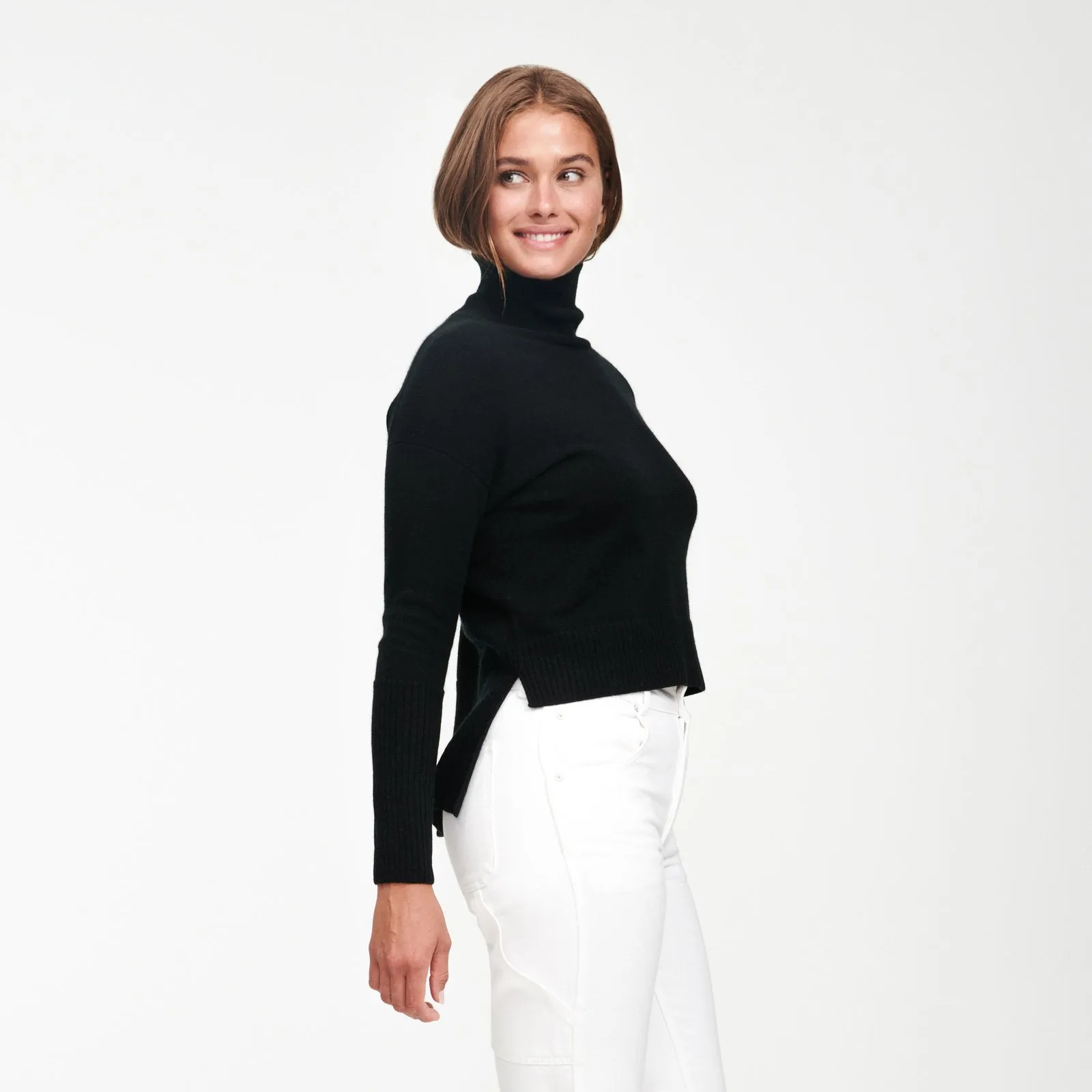 Cashmere High-Low Turtleneck