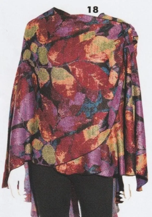 Cashmere Reversible Printed Buckle Cape Shawl