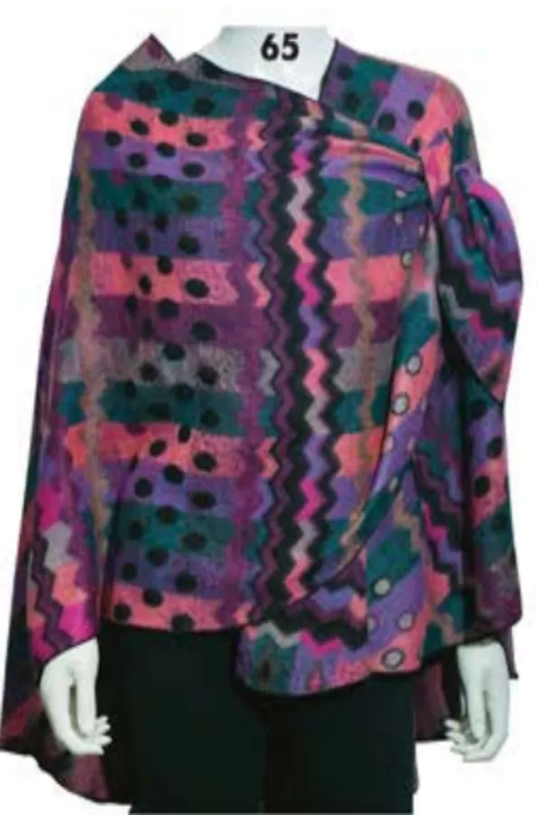 Cashmere Reversible Printed Buckle Cape Shawl