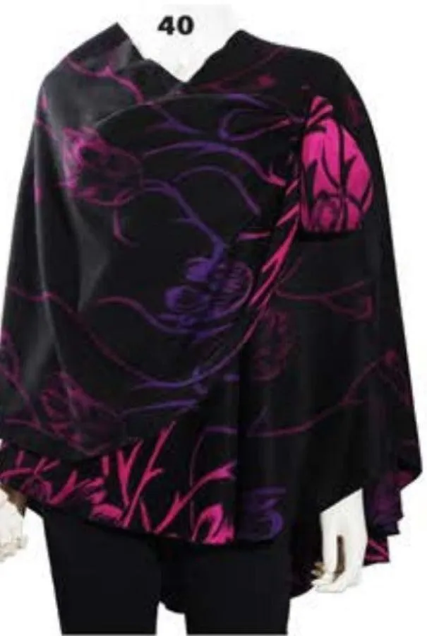 Cashmere Reversible Printed Buckle Cape Shawl