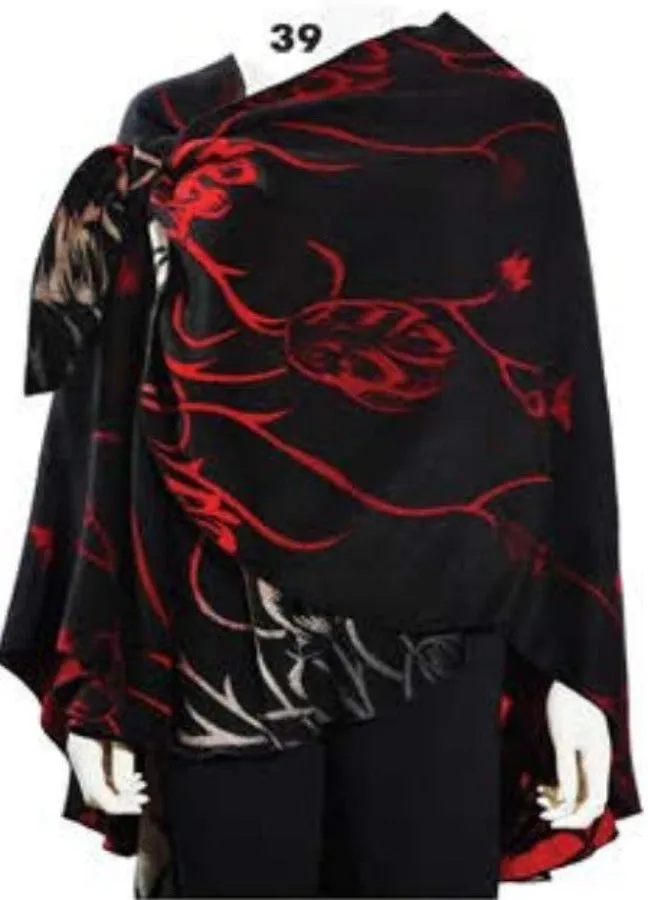 Cashmere Reversible Printed Buckle Cape Shawl