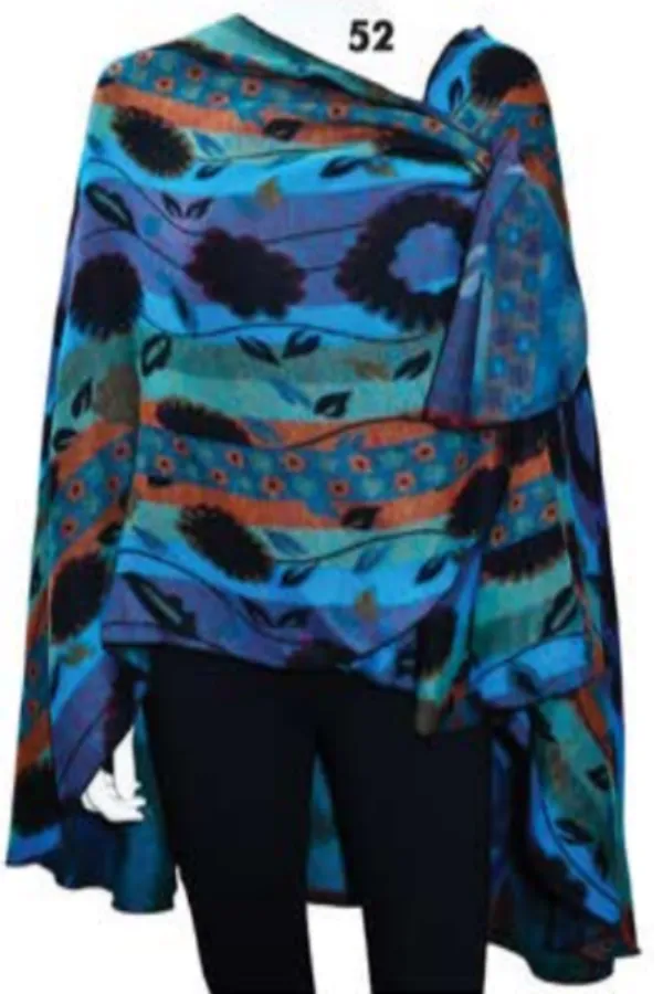 Cashmere Reversible Printed Buckle Cape Shawl