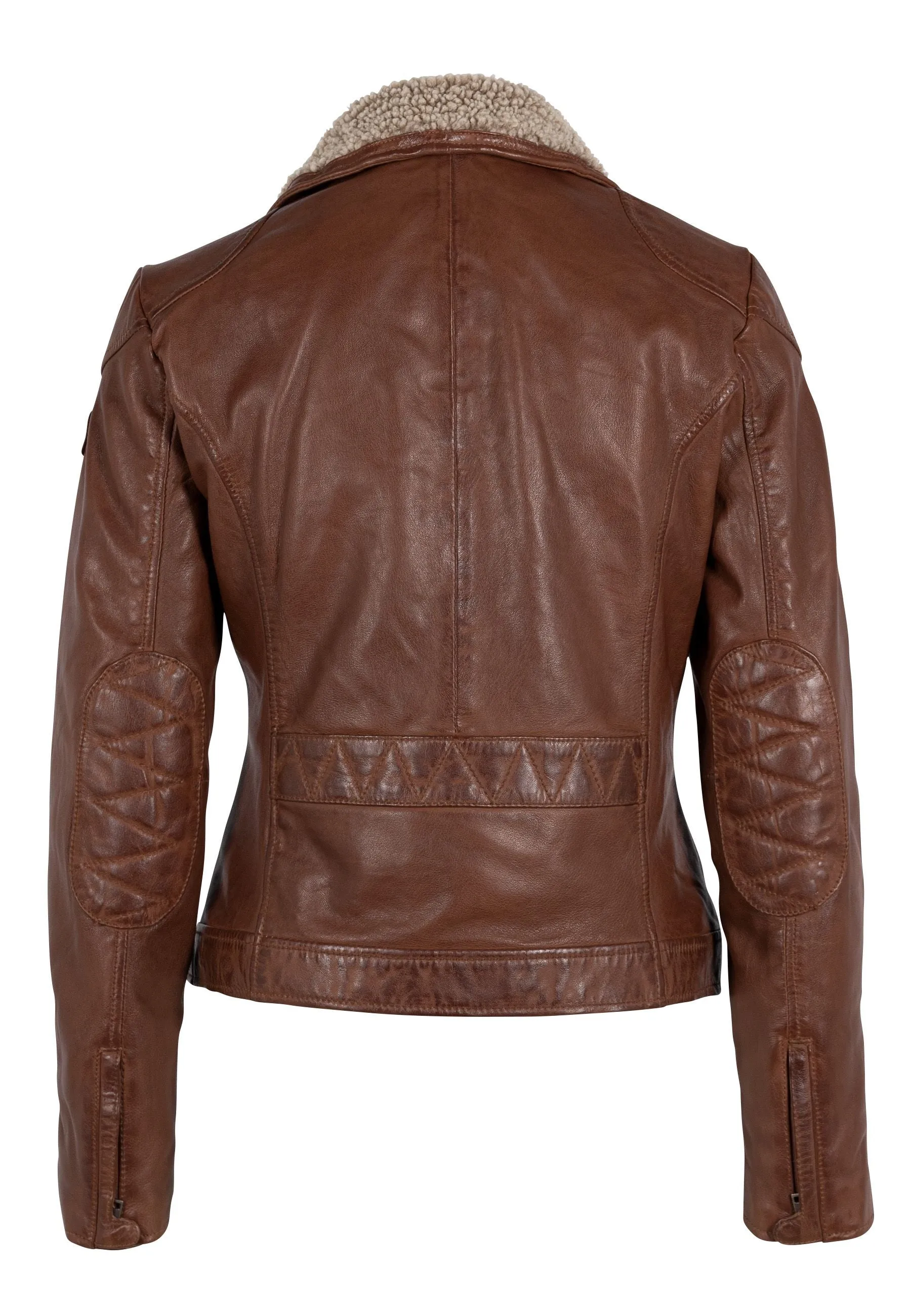 Cognac Leather Sherpa Jacket