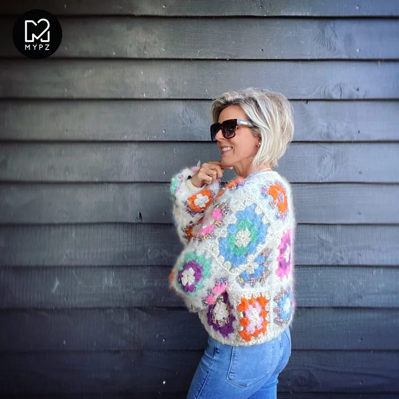 Crochet kit - MYPZ Dreamy Granny square bomber cardigan Off White (ENG-NL-DE-ES)