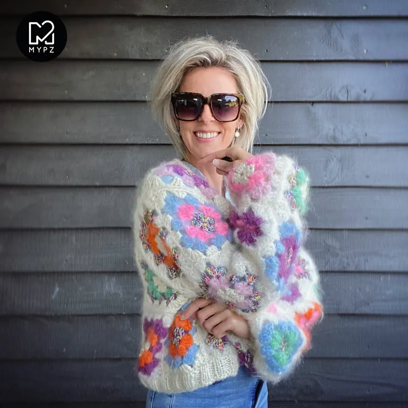 Crochet kit - MYPZ Dreamy Granny square bomber cardigan Off White (ENG-NL-DE-ES)