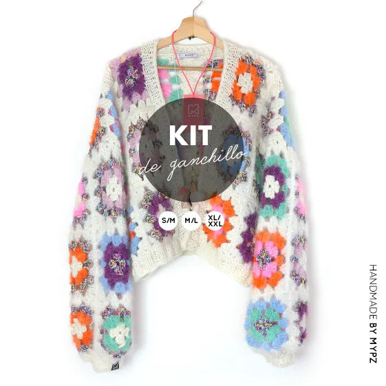 Crochet kit - MYPZ Dreamy Granny square bomber cardigan Off White (ENG-NL-DE-ES)