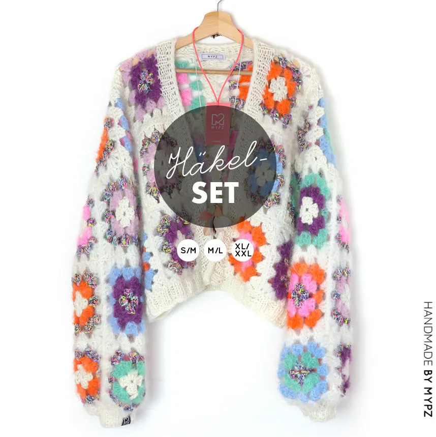 Crochet kit - MYPZ Dreamy Granny square bomber cardigan Off White (ENG-NL-DE-ES)