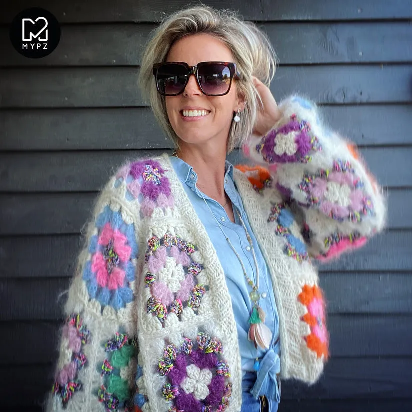 Crochet kit - MYPZ Dreamy Granny square bomber cardigan Off White (ENG-NL-DE-ES)