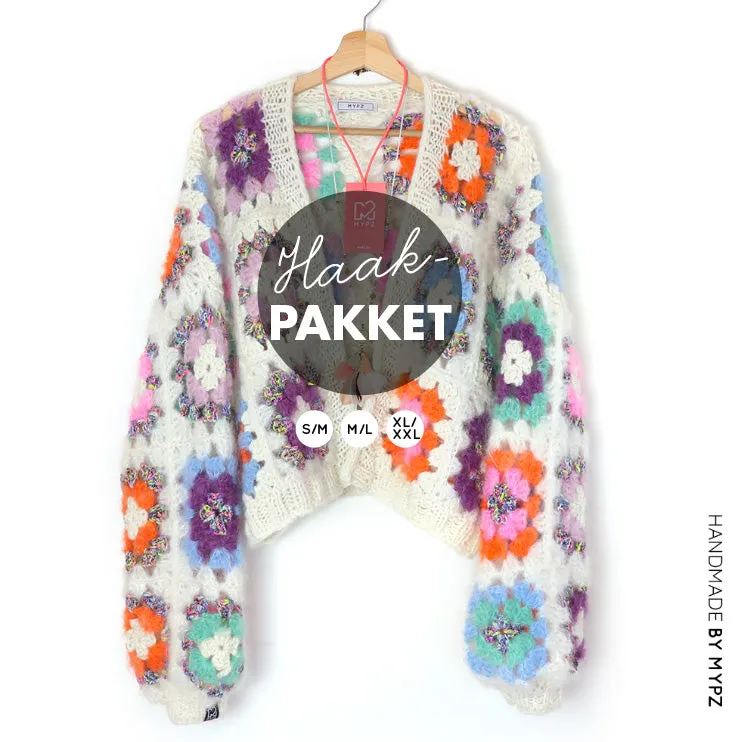 Crochet kit - MYPZ Dreamy Granny square bomber cardigan Off White (ENG-NL-DE-ES)