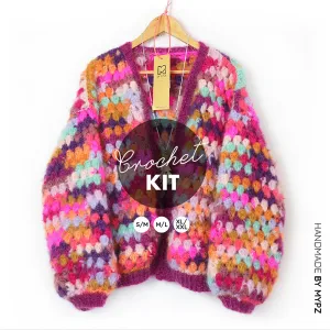 Crochet kit - MYPZ Short Mohair Granny stripes cardigan Desire (ENG-NL)