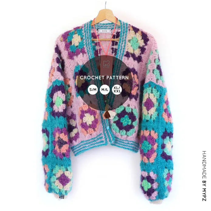 Crochet pattern - MYPZ Granny square bomber cardigan Hailey (ENG-NL)