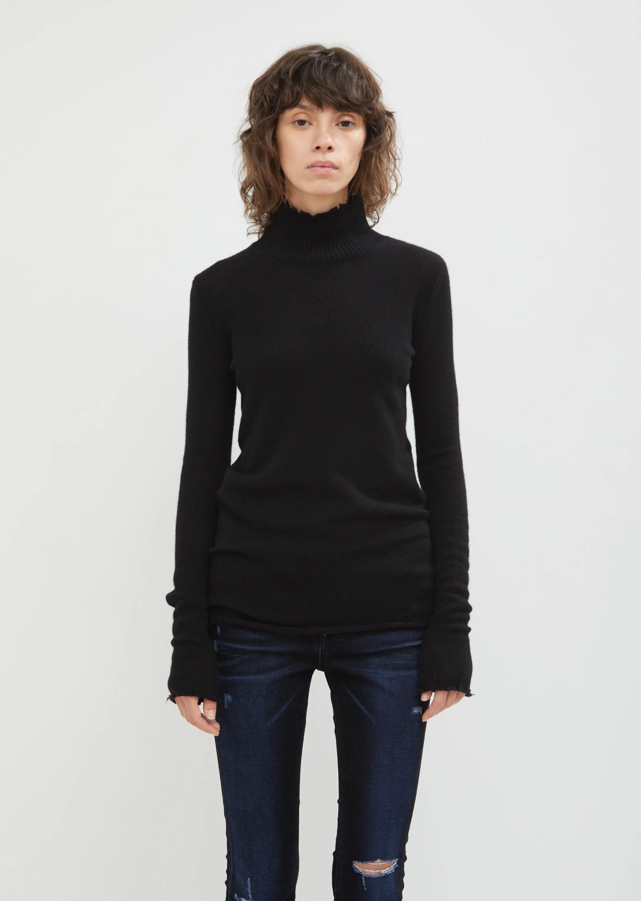 Distressed Skinny Turtleneck