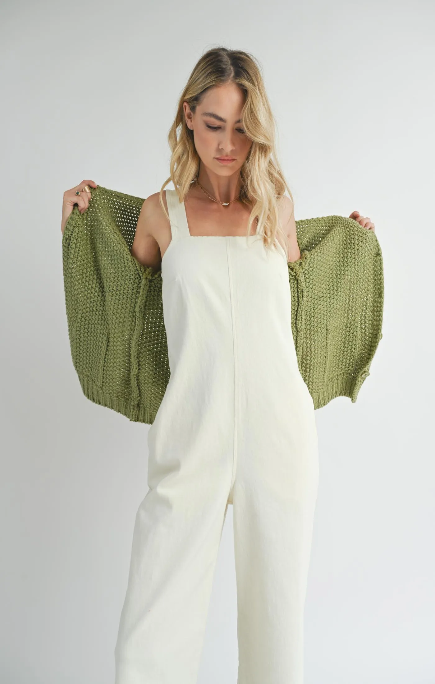 Eleanor Button Down Cardigan | Matcha