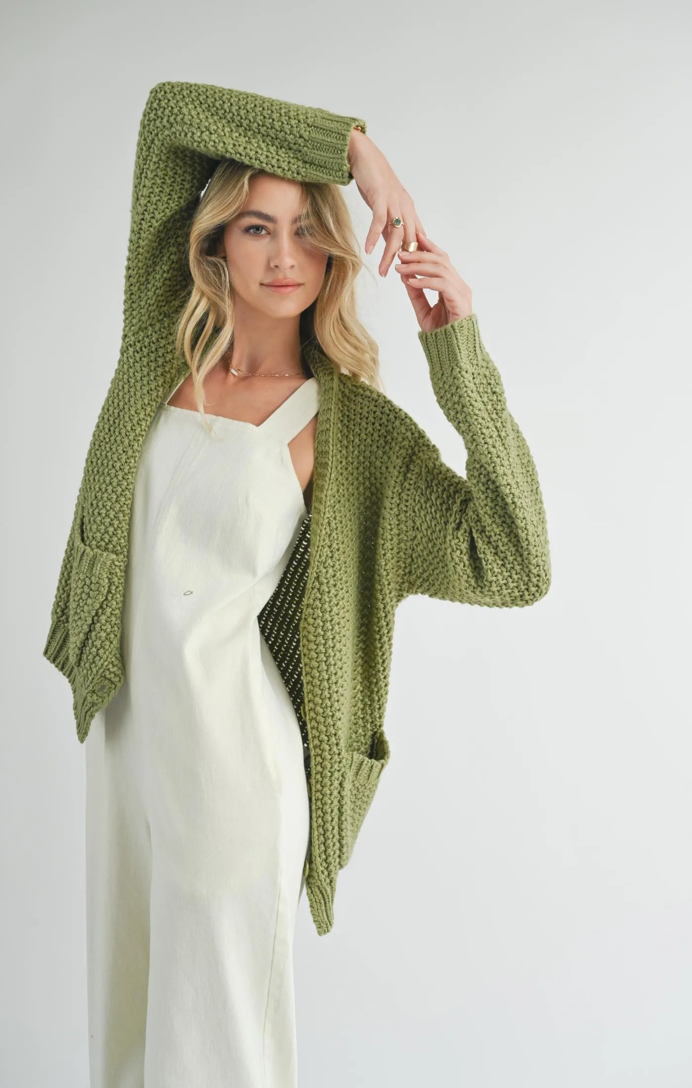 Eleanor Button Down Cardigan | Matcha