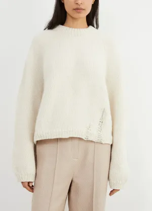 Handknit Cropped Ladder Sweatshirt