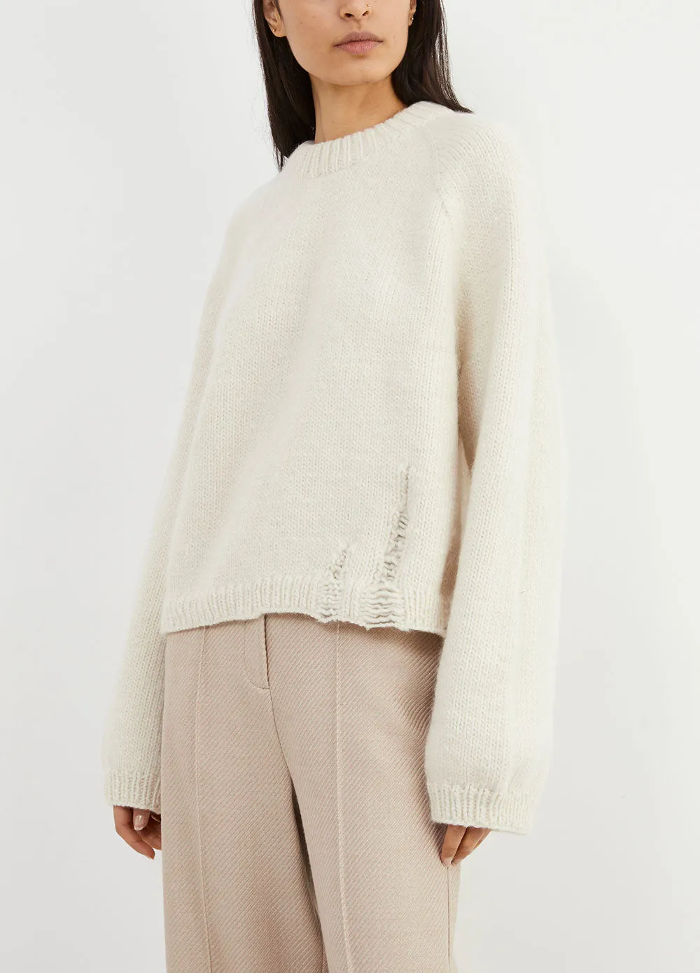 Handknit Cropped Ladder Sweatshirt