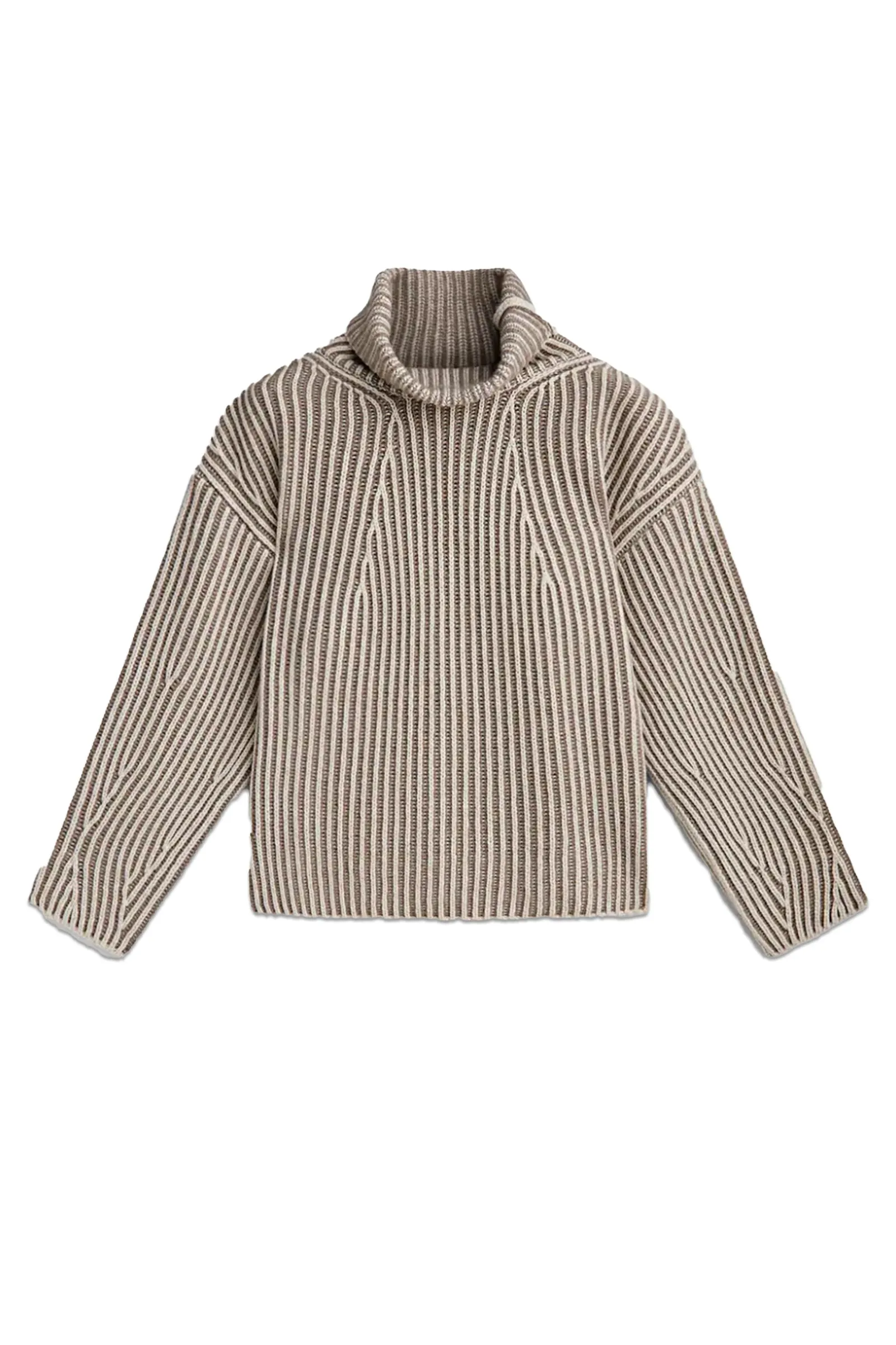 High Neck Knit Sweater with Contrast Thread