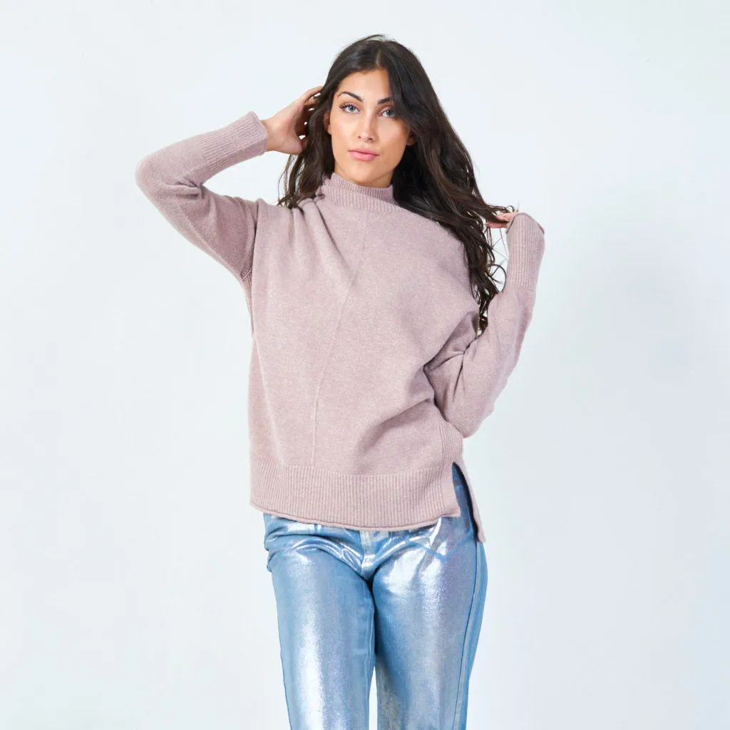 High-neck ribbed sweater wholesale