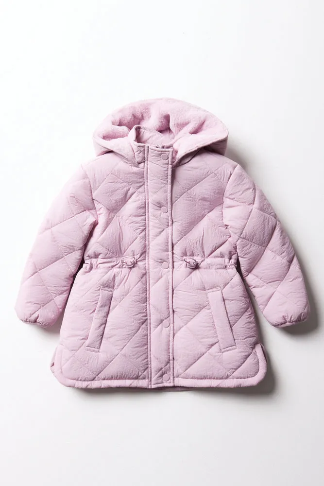 Hooded Quilted Puffer Parka Pink