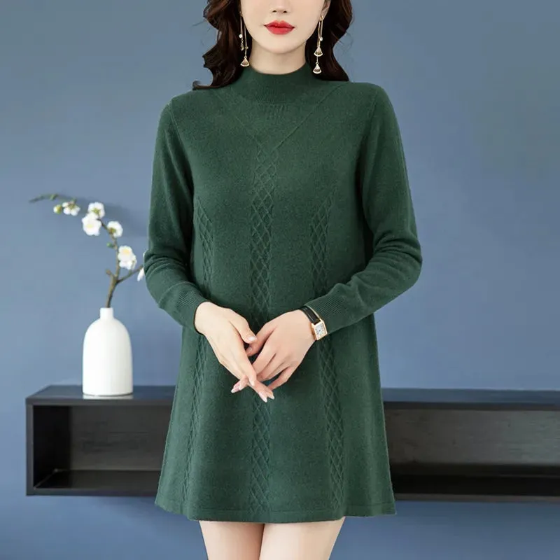 Ivyshape | Autumn Winter Women's Sweater Sweater Mid-Length Low