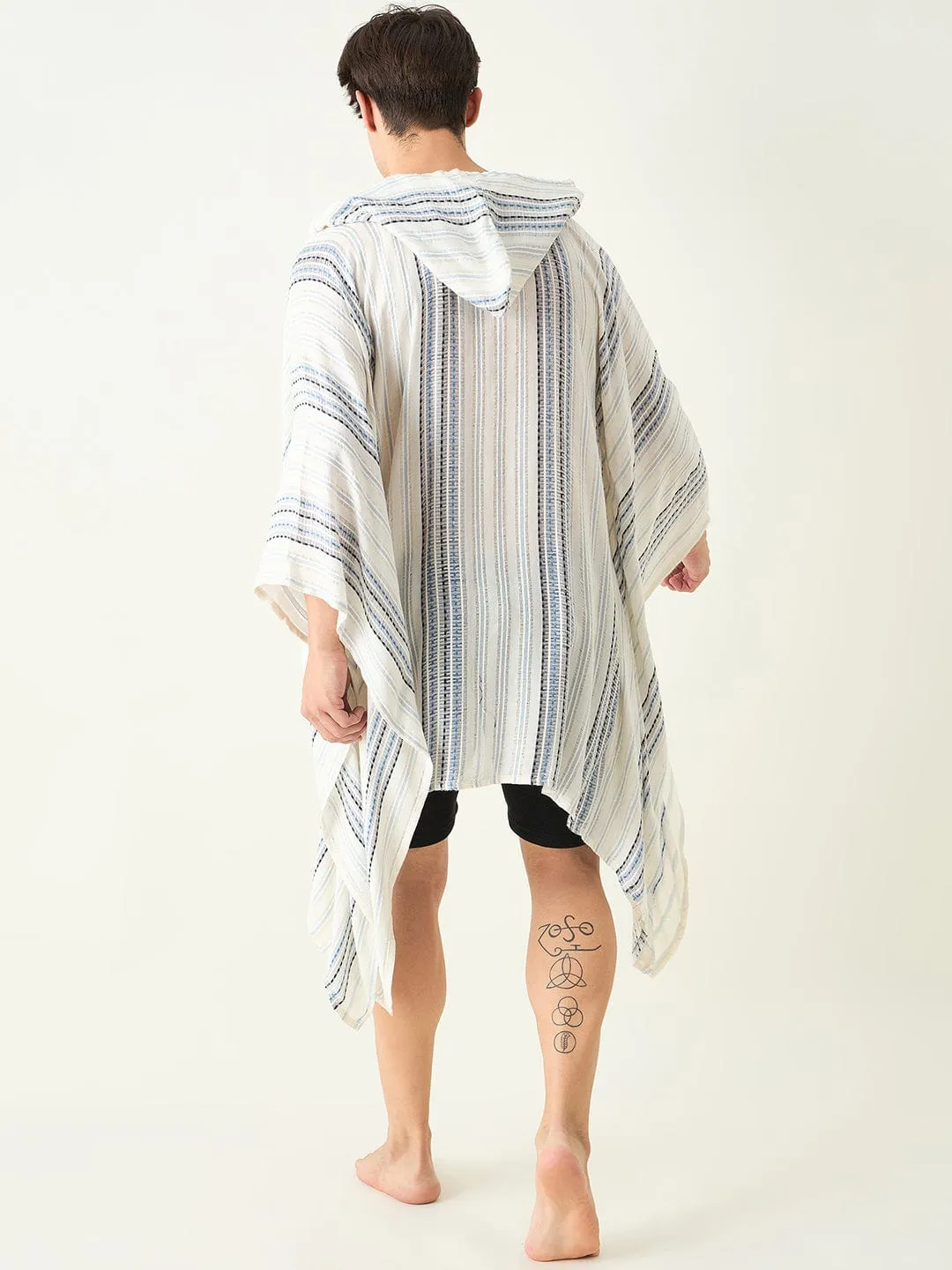 Mens Multi Color Striped Poncho