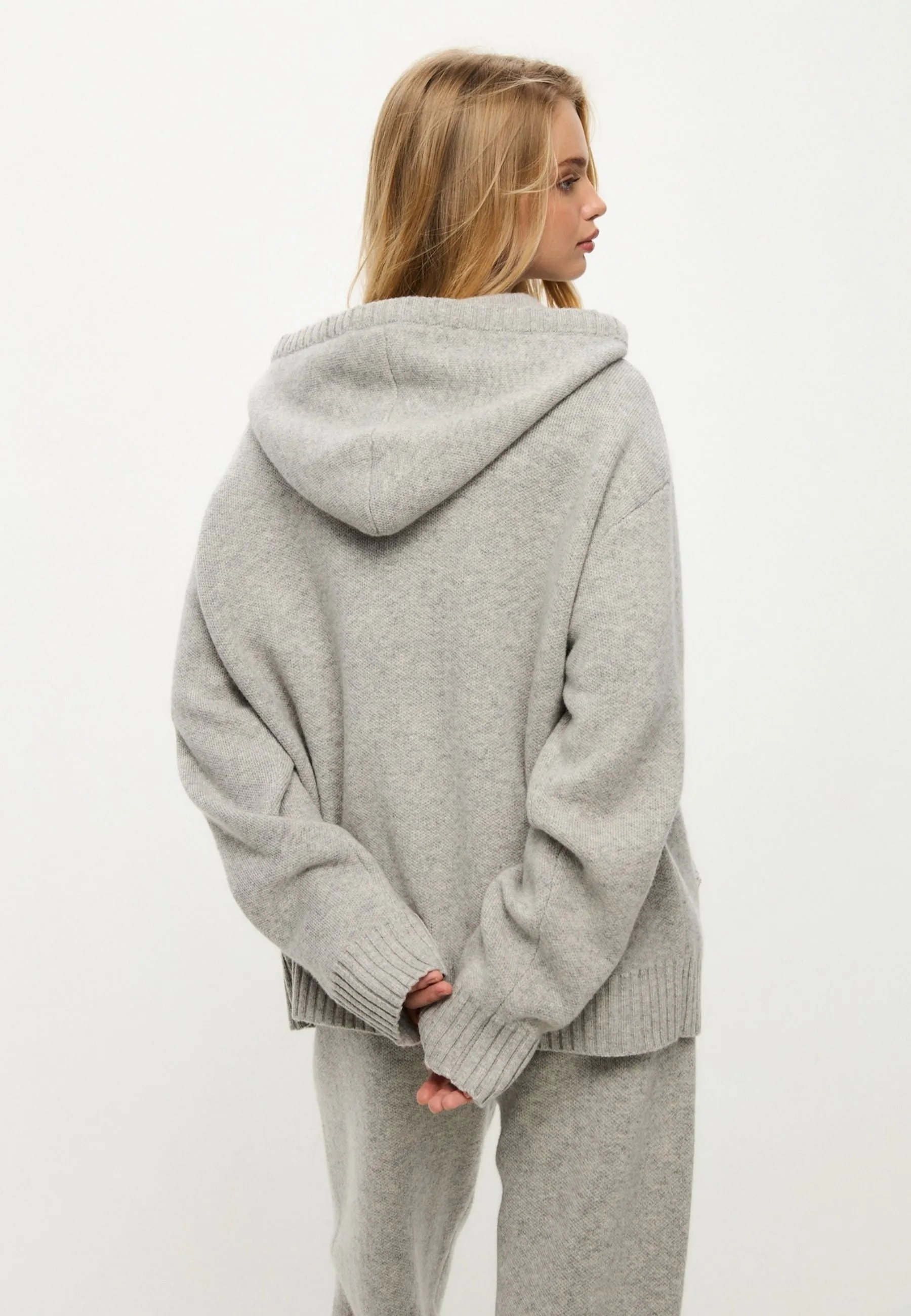 Merino Hooded Cardigan Costume Penelope - Grey