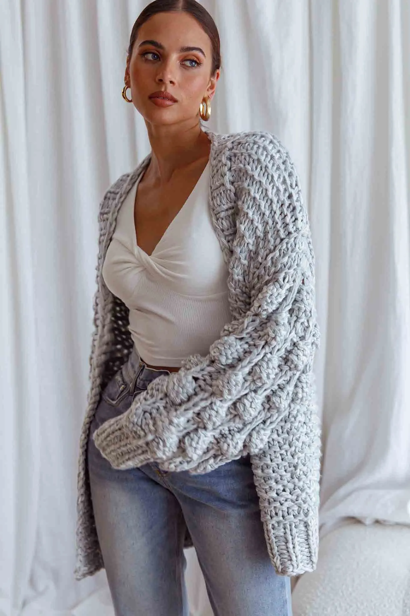 Moscow Chunky Knit Oversized Cardigan Marble