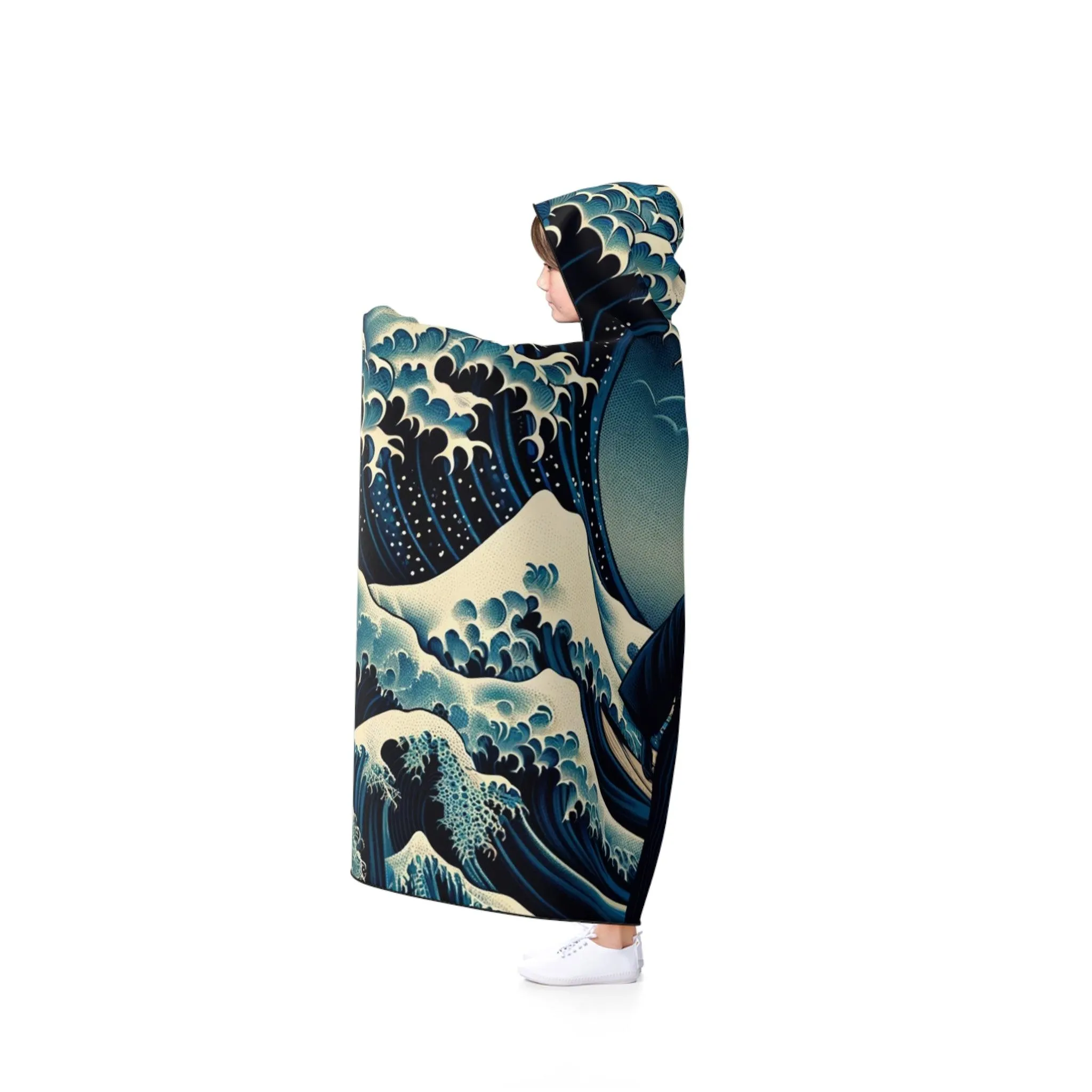 Mystic Samurai- Kanagawa Waves Hooded Blanket