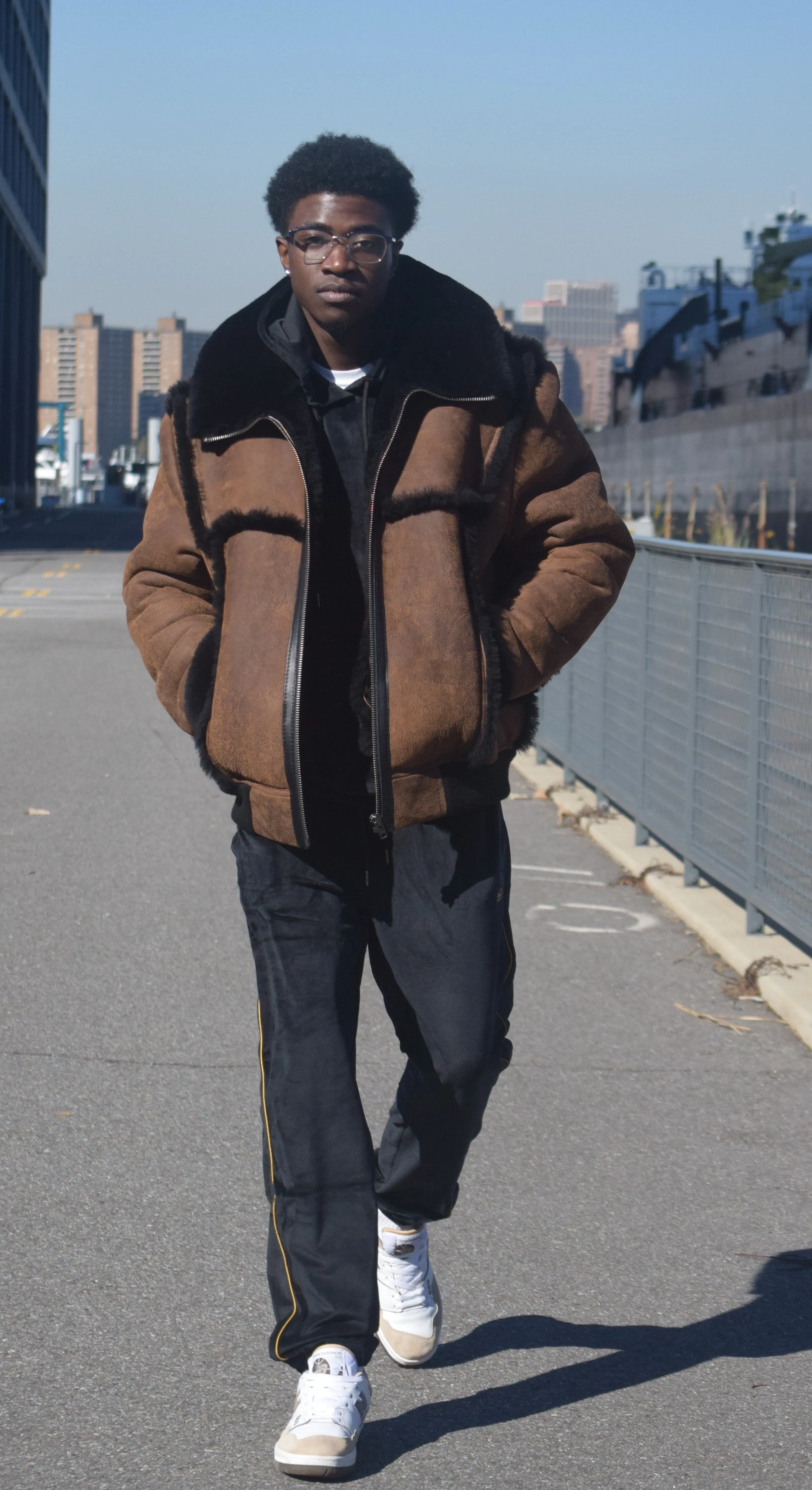 Old School Shearling Bomber Jacket # 6650