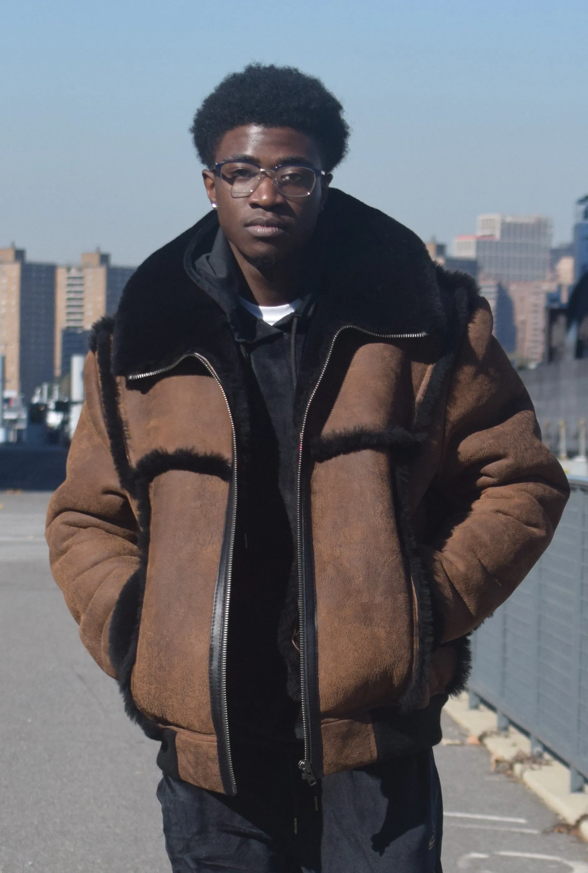 Old School Shearling Bomber Jacket # 6650