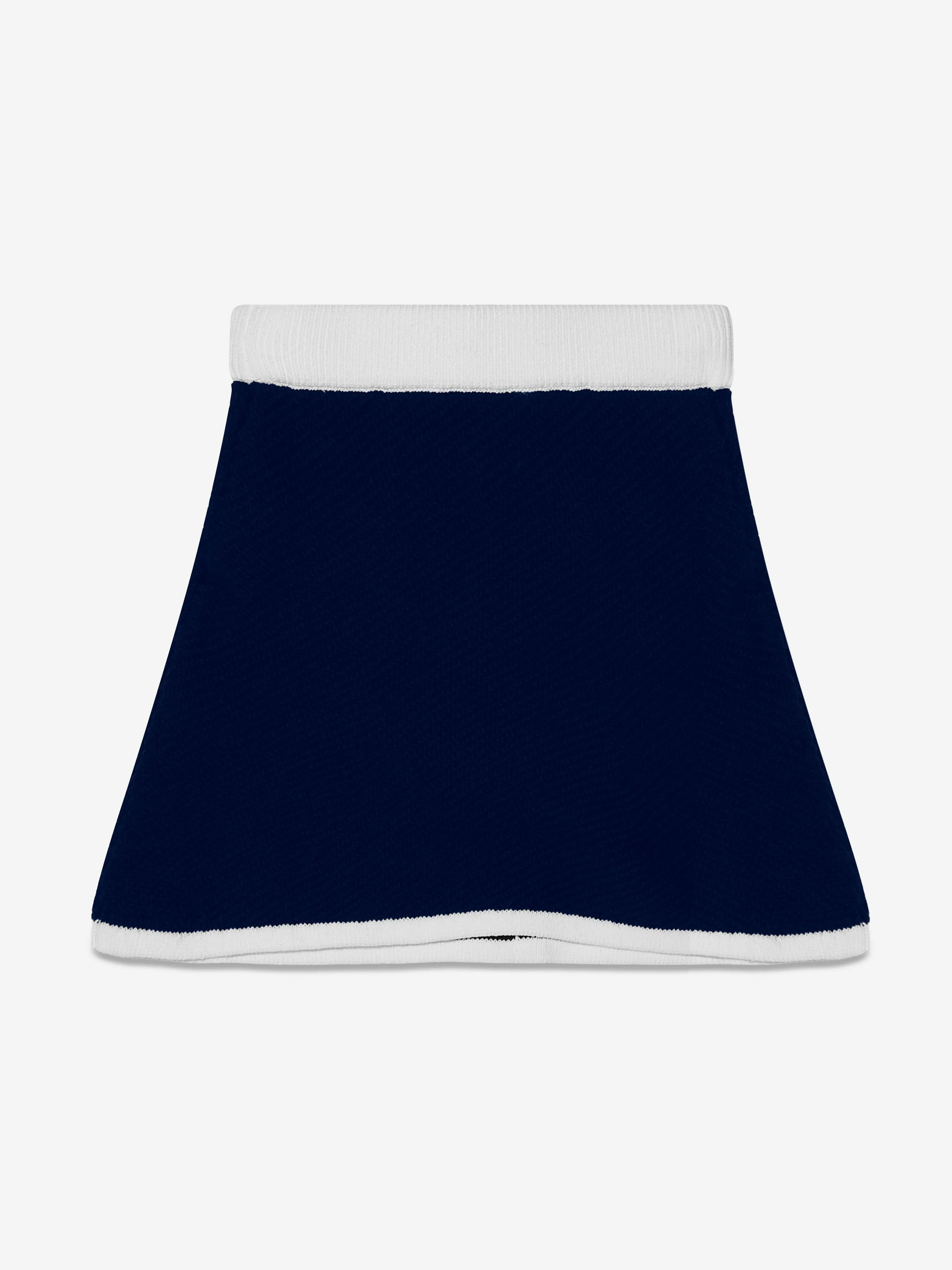 Self Portrait Girls Knitted Mini Skirt in Navy