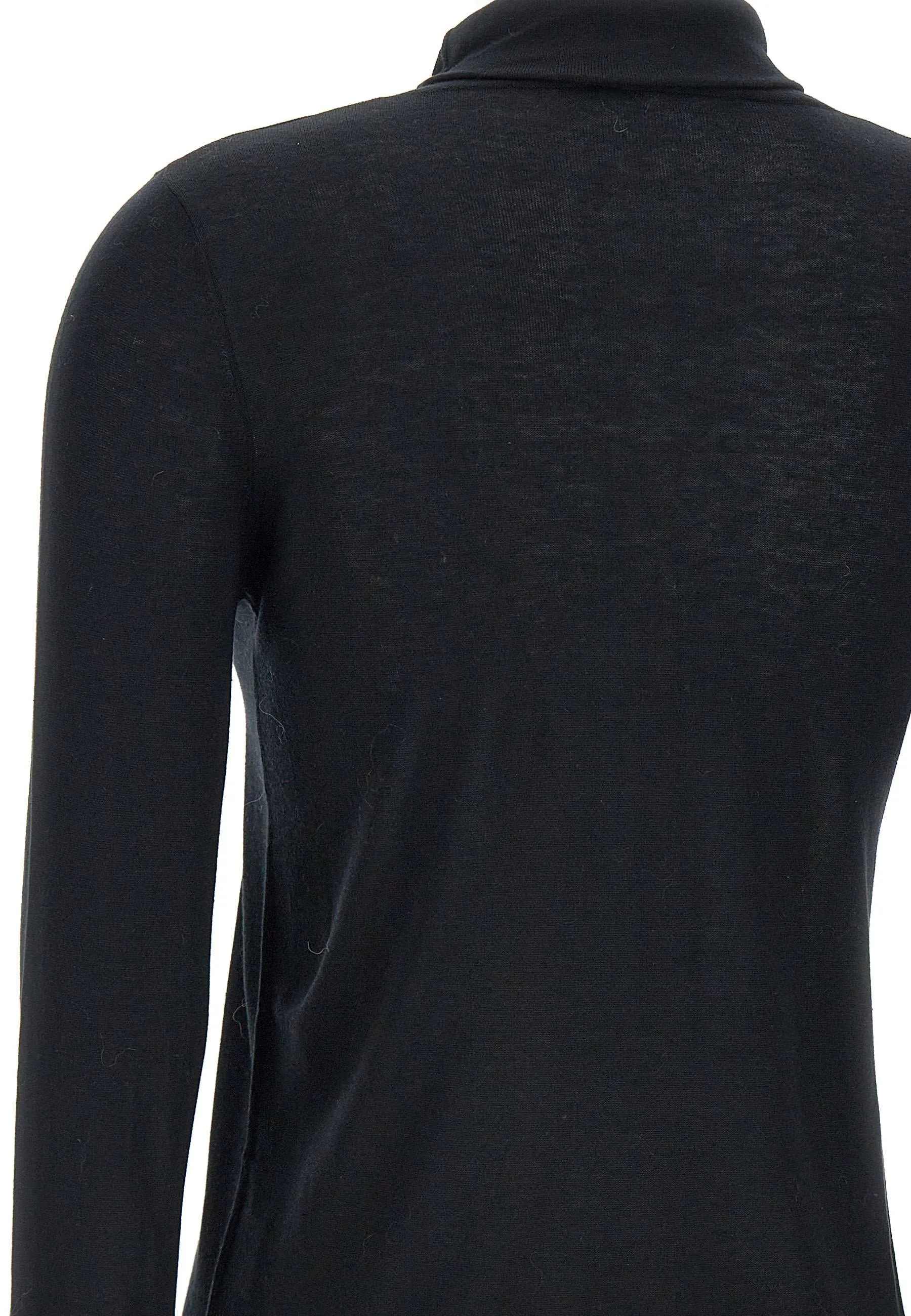 Silk and Cashmere Black Turtleneck Sweater