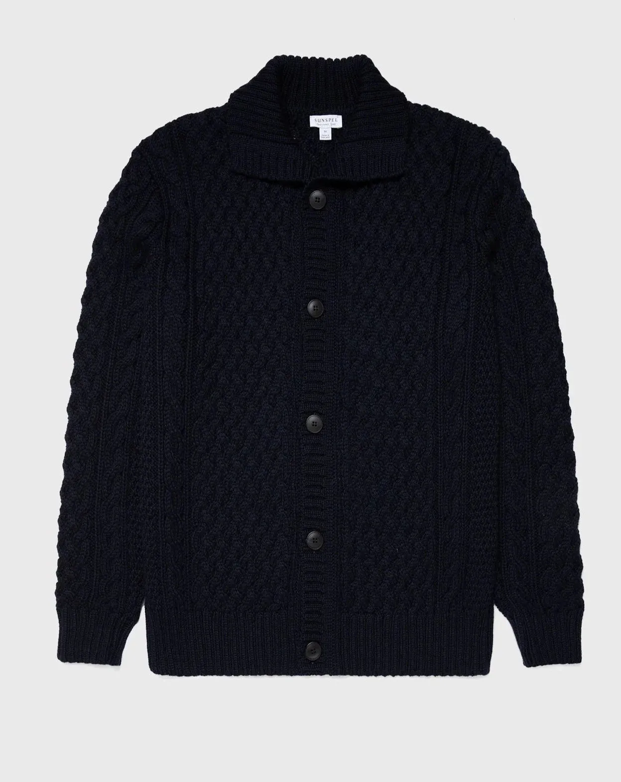 Sunspel Cable Knit Cardigan Jacket / Navy