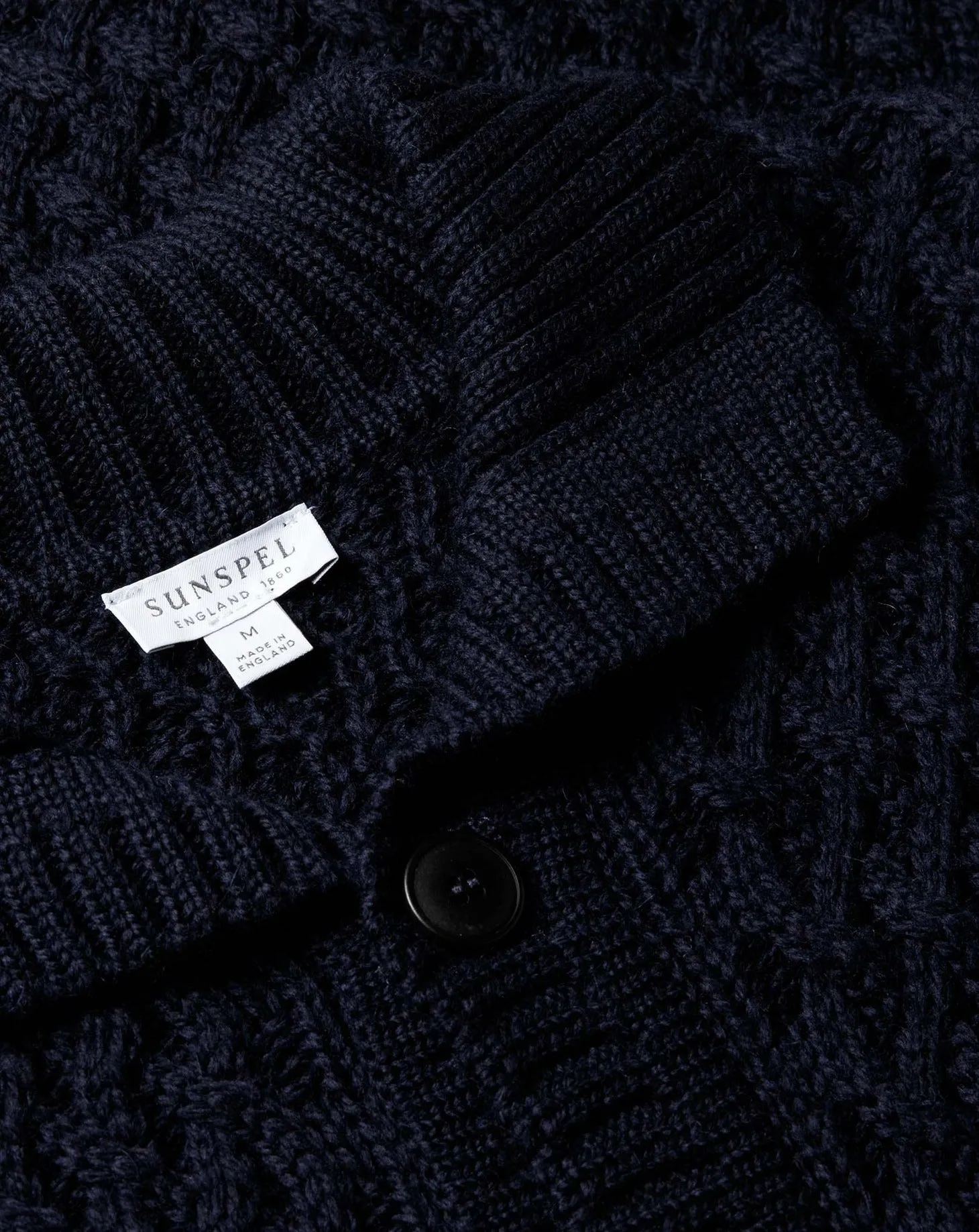 Sunspel Cable Knit Cardigan Jacket / Navy