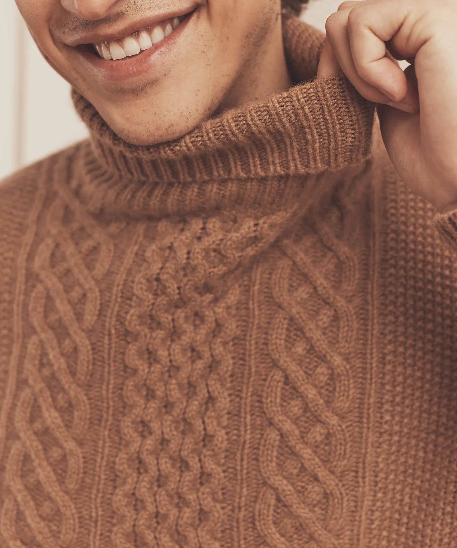 Super Luxe Cashmere Fisherman Cable Turtleneck