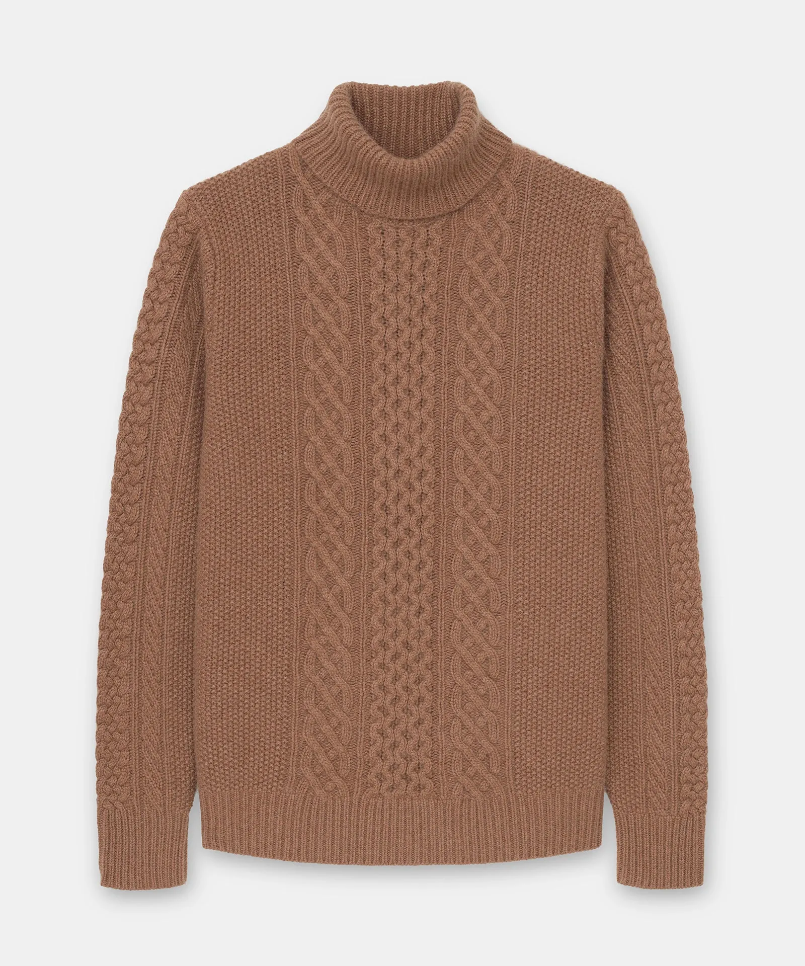 Super Luxe Cashmere Fisherman Cable Turtleneck