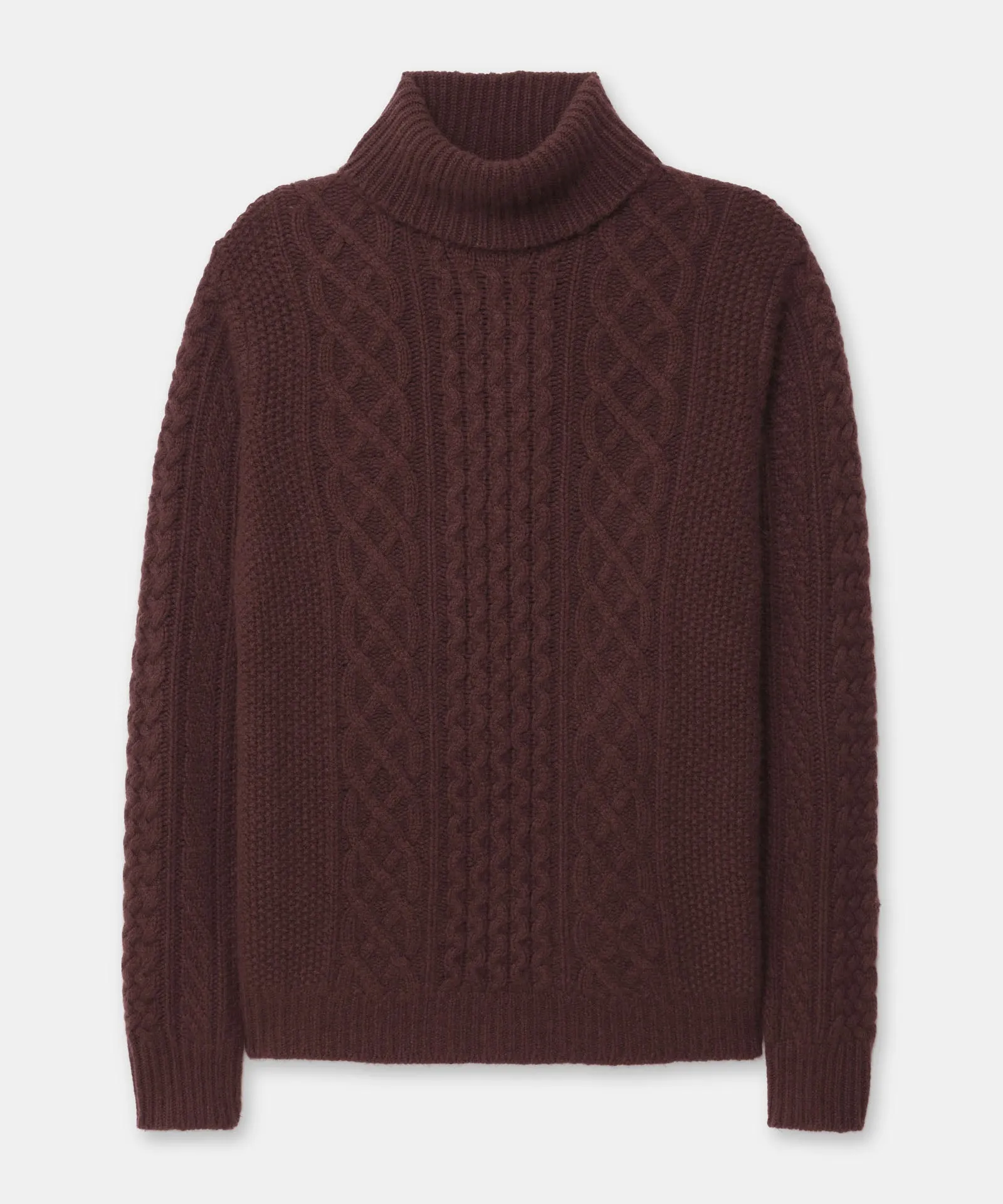 Super Luxe Cashmere Fisherman Cable Turtleneck