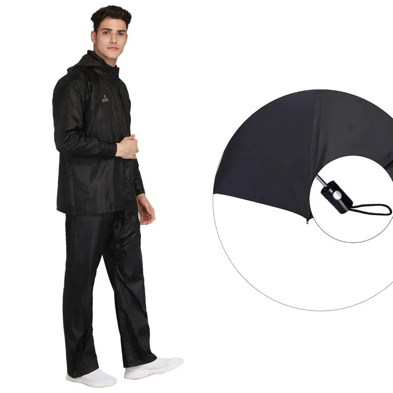 THE CLOWNFISH Combo Of Rain Coat for Men Waterproof Polyester (Black 3XL) Umbrella Savior Series 3 Fold Waterproof Polyester (Black)