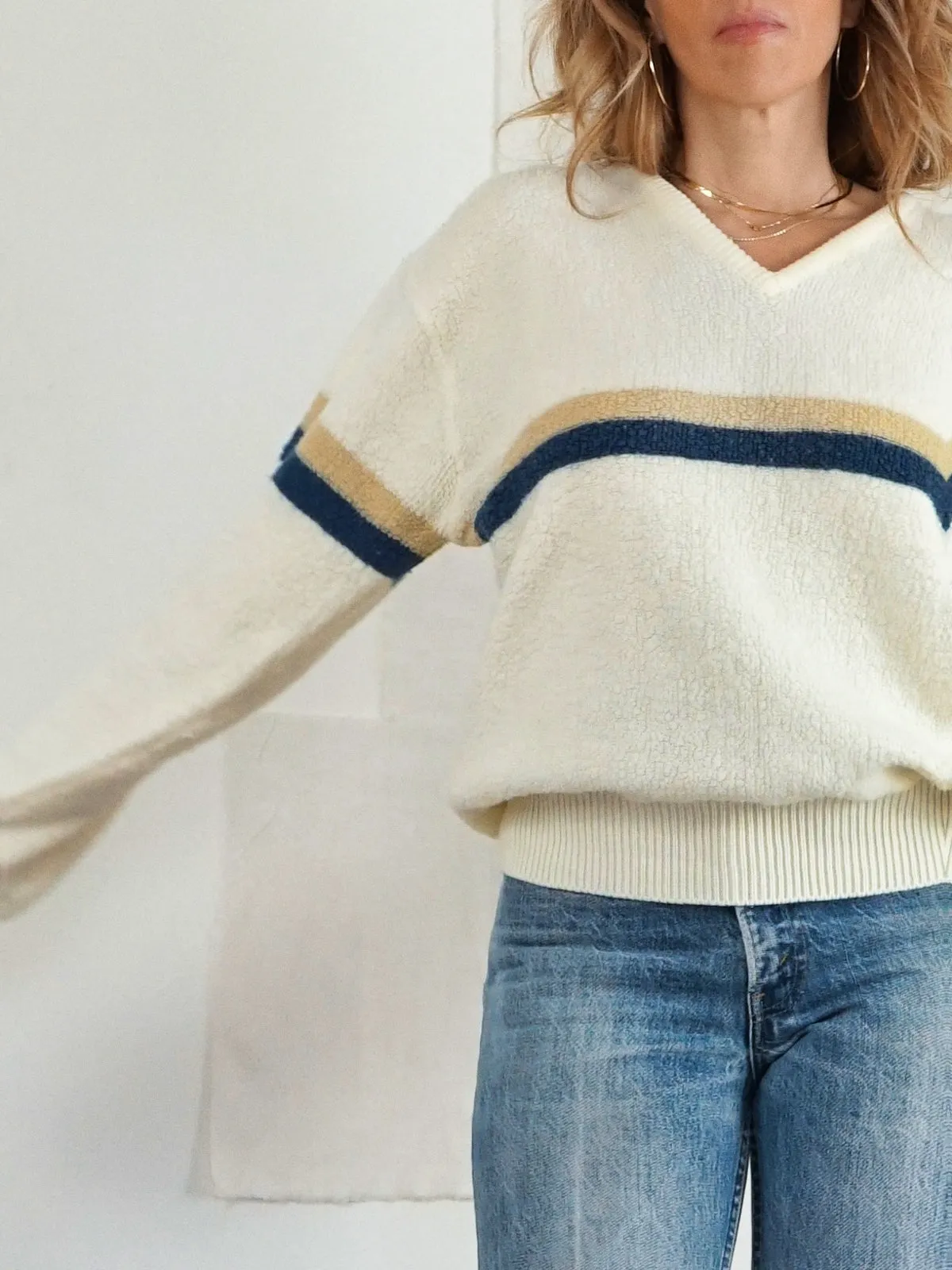 Vintage Stripe Slouchy Terry Sweater